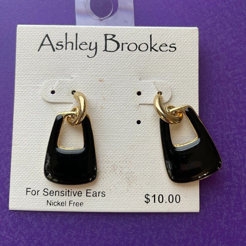 Bundle 3 for $12. Ashley Brookes Black and Gold Tone Drop Earrings